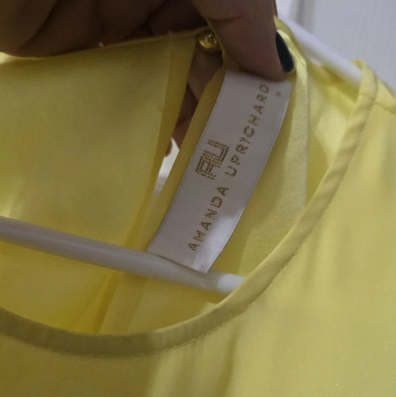 Amanda Uprichard Silk Mini Shift Dress w/ Ruffle Hem in Yellow, Unlined, EUC! - Picture 8 of 13